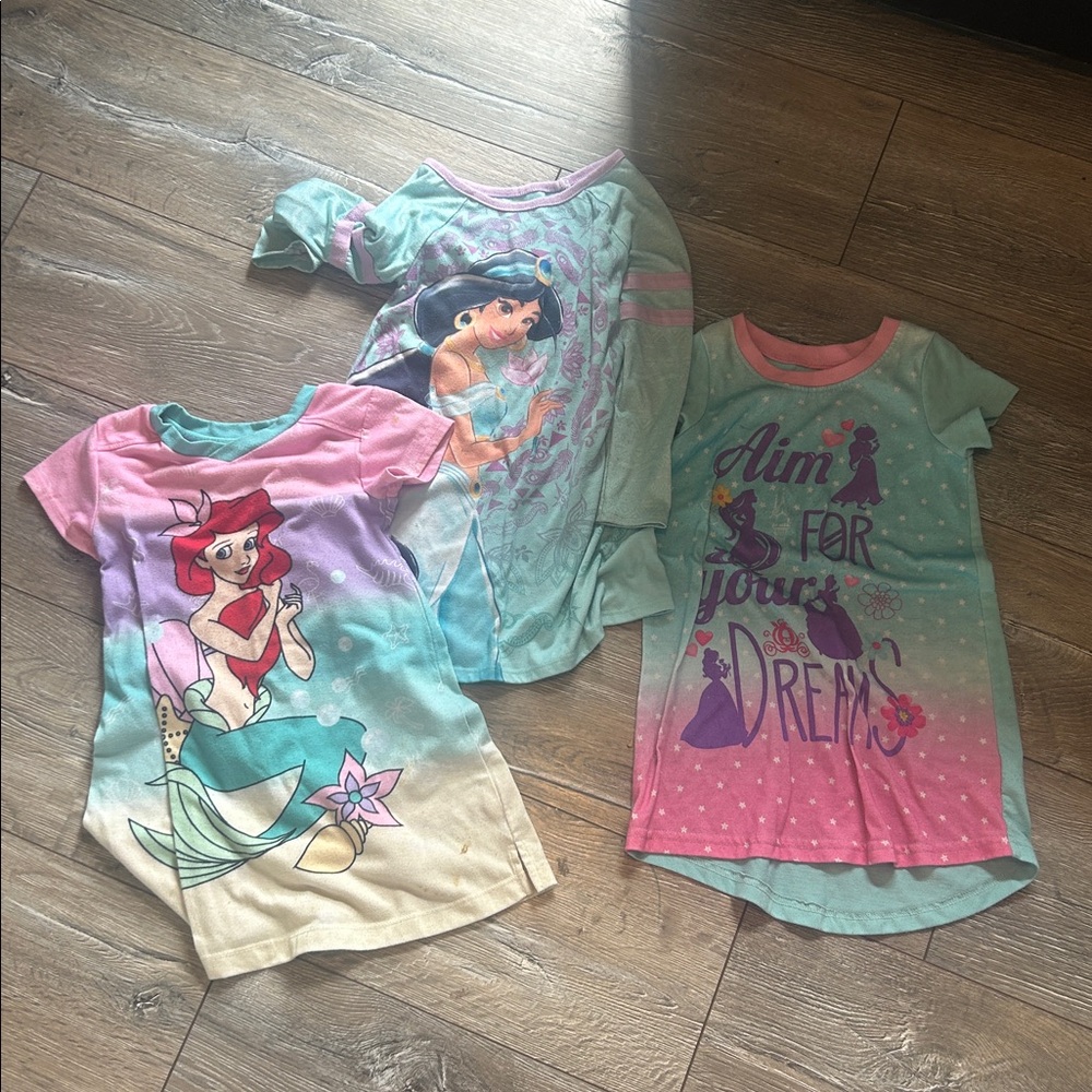 Disney Princess nightgowns in Pink, Teal, and Purple